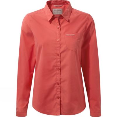 Camisa Craghoppers Kiwi Manga Larga Mujer Rojas - Chile ERM052476